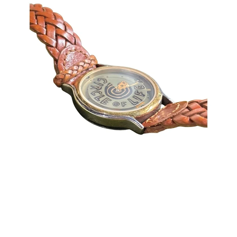 Vintage Disney The Lion King Timex Watch Circle of Life Braided Leather Strap
